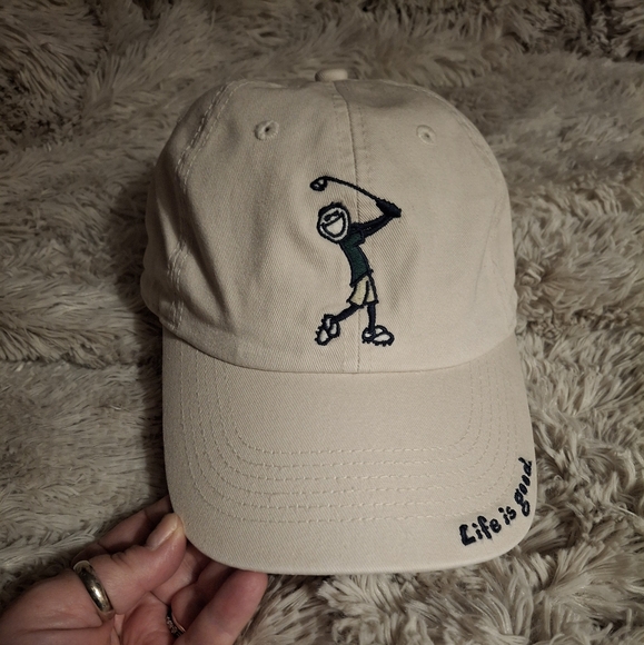Life Is Good Tan Golf Cap with Embroidery - Picture 1 of 7